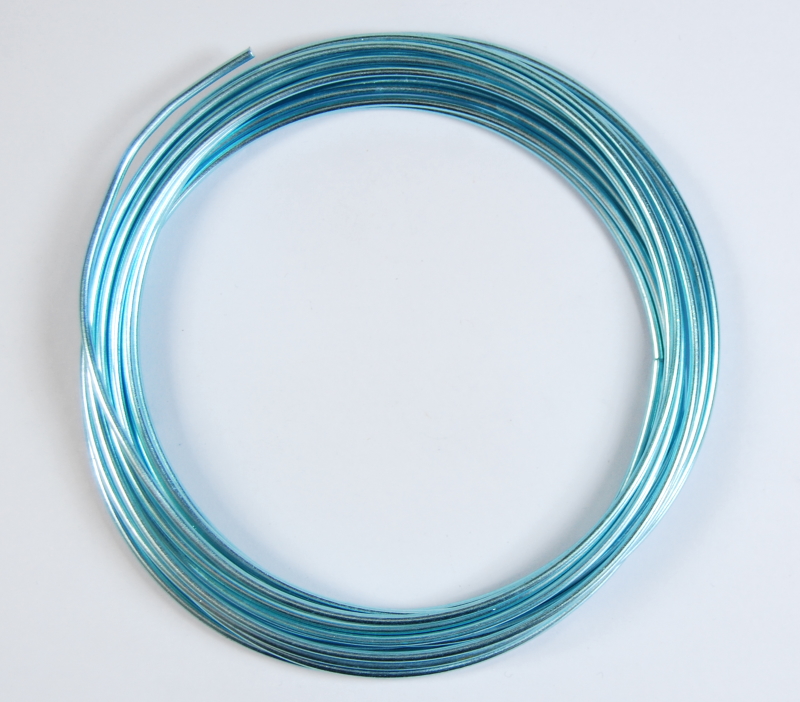 Pack of 1 - Sky Blue 2mm x 5m Aluminium Wire