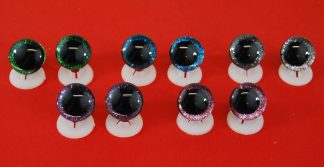12mm 3D Mixed 1 Colour Glitter Eyes With Plastic Backs