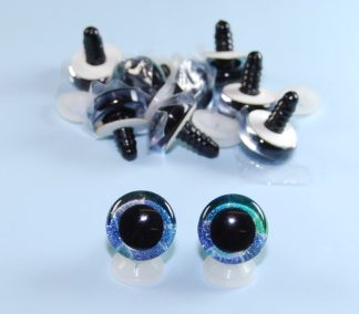 25mm Blue & Green 3D Glitter Sparkle Eyes with Plastic Backs