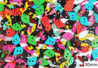 Childrens Character Printed Wooden Buttons  (Dachshund with Coat Type 1 - 30mm)