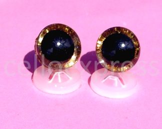 12mm Gold 3D Glitter Sparkle Eyes with Plastic Backs