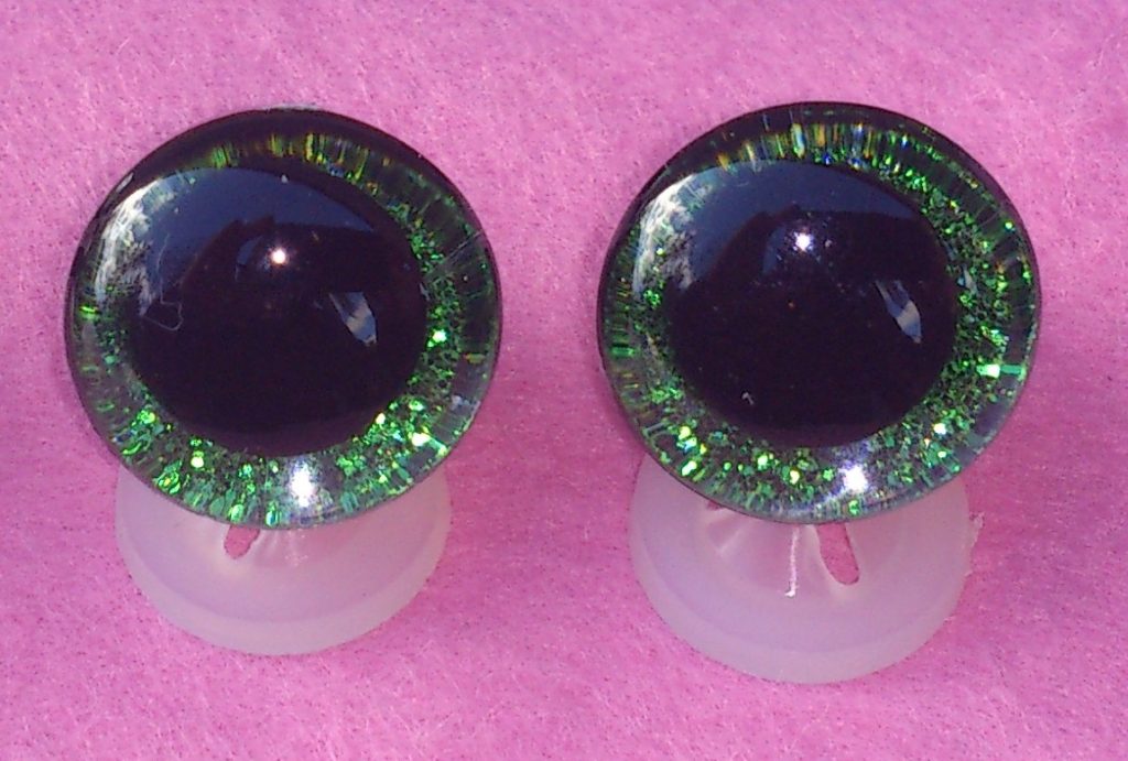 Pack of 1 Pair 25mm Green 3D Glitter Sparkle Eyes with Plastic Backs
