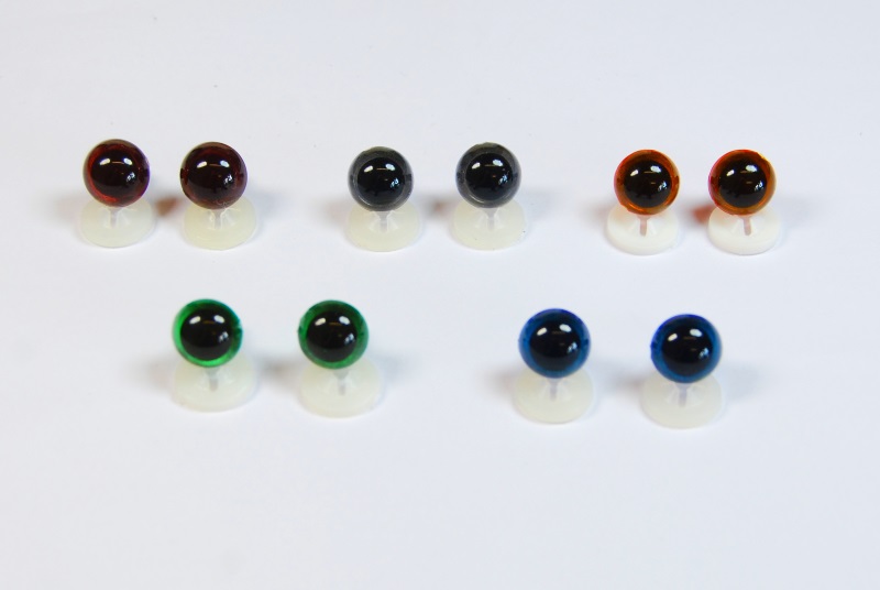 Pack of 10 Pairs - 9mm Mixed 1 Transparent Eyes with Plastic Backs