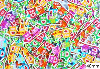Childrens Character Printed Wooden Buttons  (Owls Type 1 - 40mm)