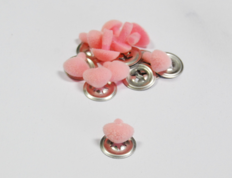 Pack of 10 - 18mm Pink FLOCK Cat Triangle Noses with Metal Backs - Velvet