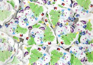 Christmas Wooden Buttons - Snowman Type 1