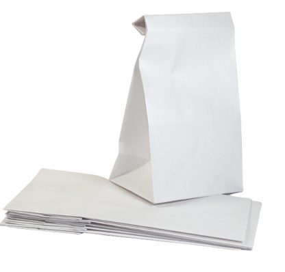 White 4.25 x 8.5 inch Kraft Block Bottom Paper Bags celloexpress