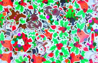Wooden Christmas Buttons Printed Shaped and Decorative (Christmas Mix Type 2)