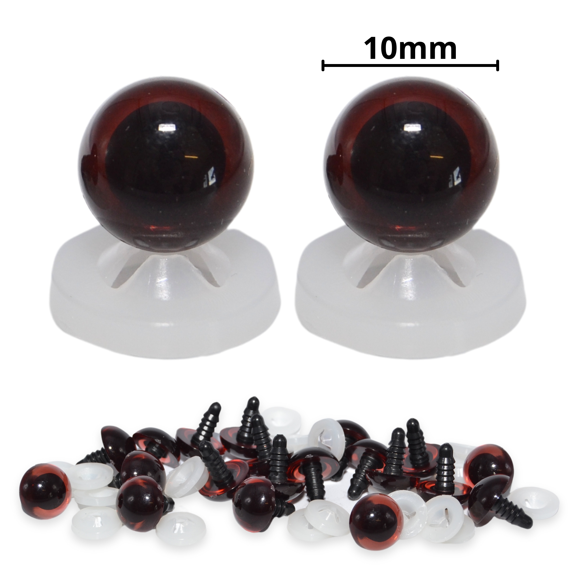 10mm Brown Transparent Eyes with Plastic Backs