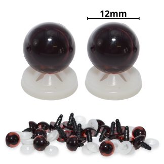 12mm Brown Transparent Eyes with Plastic Backs