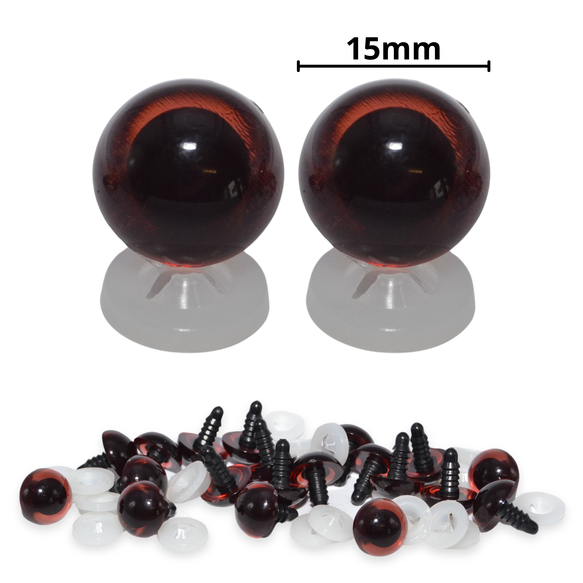 15mm Brown Transparent Eyes with Plastic Backs