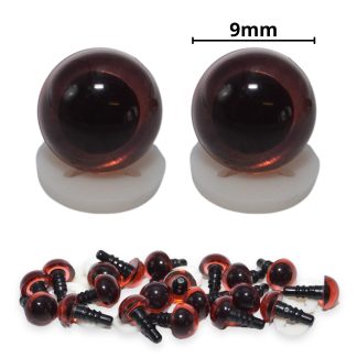9mm Brown Transparent Eyes with Plastic Backs