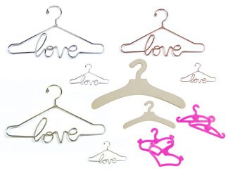Wooden, Metal, and Plastic Doll Clothes Hangers