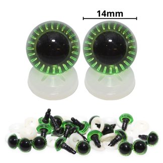 14mm Green Owl Eyes with Plastic Backs