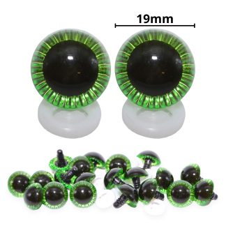 19mm Green Owl Eyes with Plastic Backs