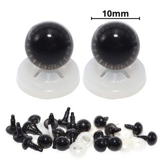 10mm Grey Owl Eyes with Plastic Backs