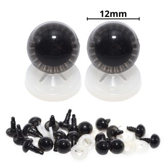 12mm Grey Owl Eyes with Plastic Backs