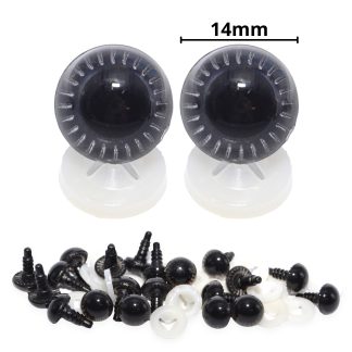 14mm Grey Owl Eyes with Plastic Backs