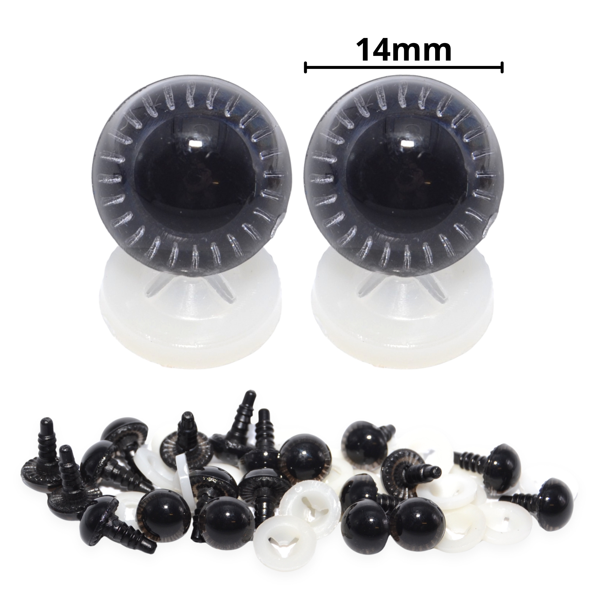 14mm Grey Owl Eyes with Plastic Backs