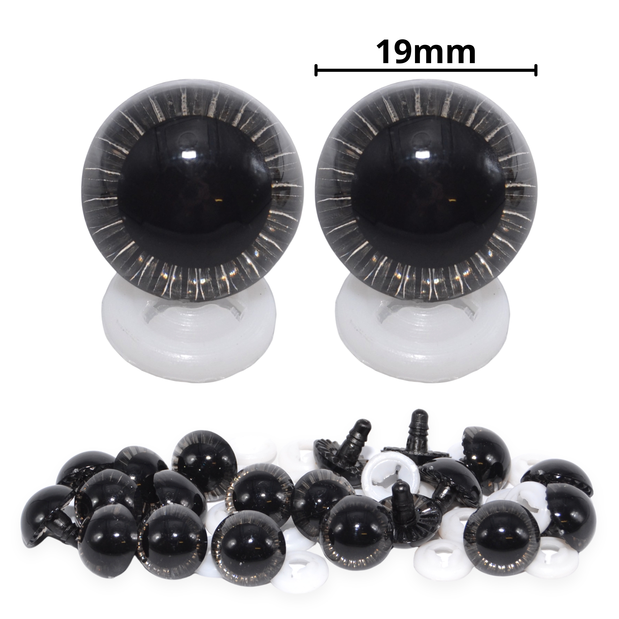 19mm Grey Owl Eyes with Plastic Backs