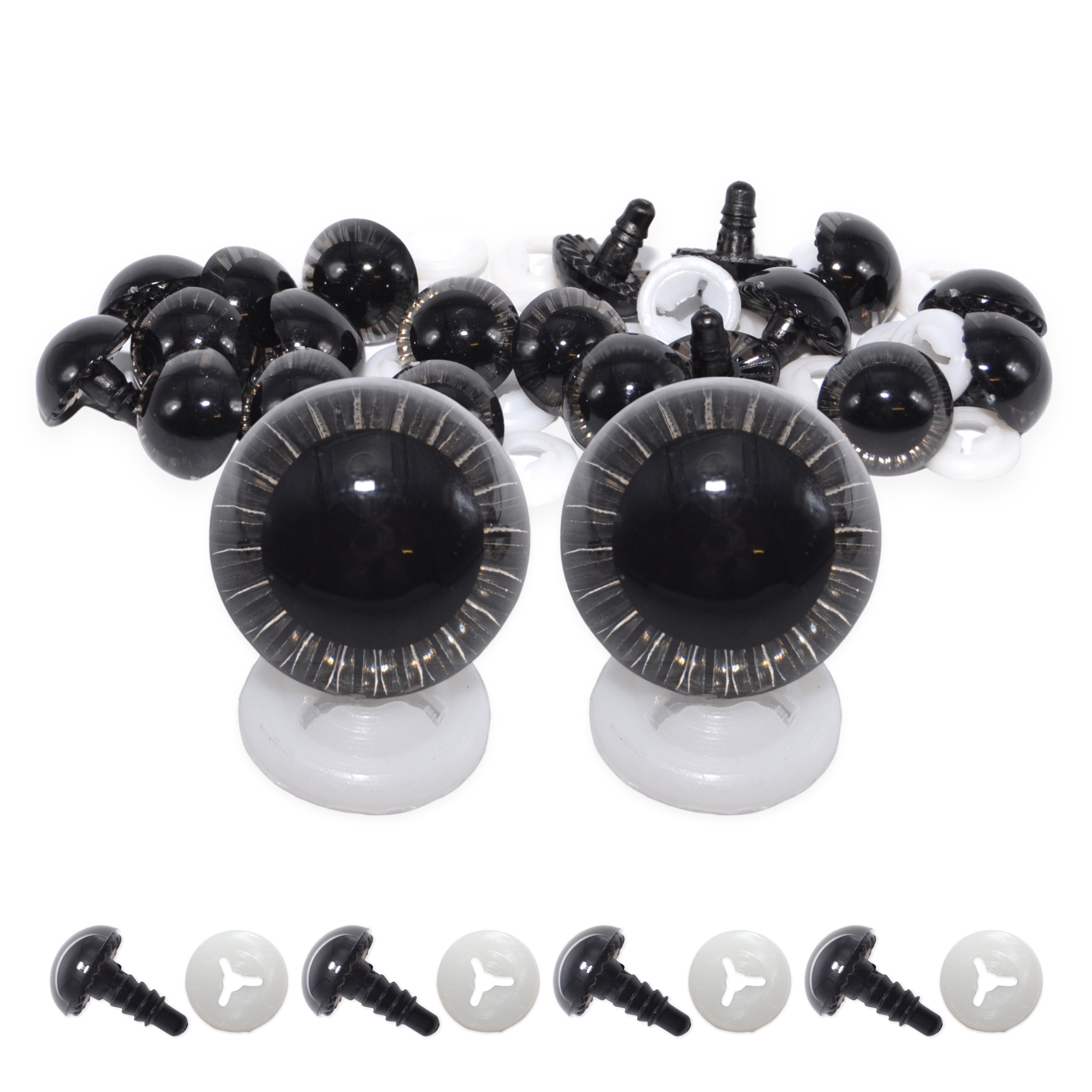 14mm Grey Owl Eyes with Plastic Backs - Image 2