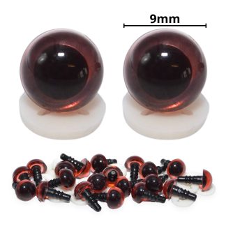 9mm Transparent Brown Eyes with Plastic Backs