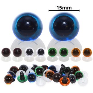 15mm Transparent Mixed Eyes with Plastic Backs