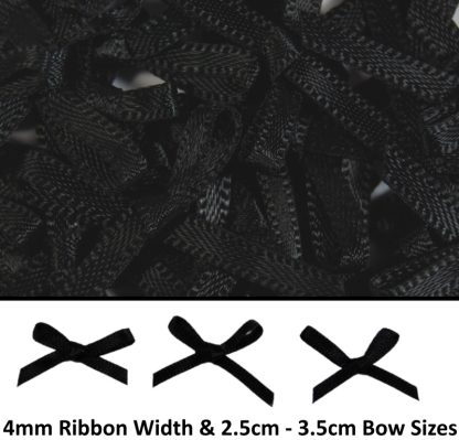 Black 4mm Mini Satin Bow Combo Text celloexpress