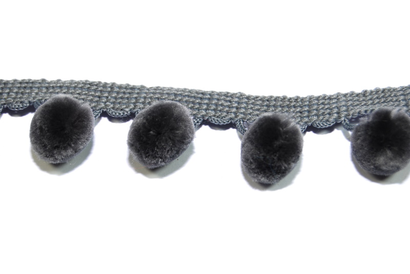 Dark Grey Pom Pom Lace Trim celloexpress