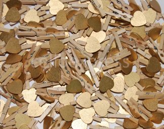 Gold Wooden Heart Pegs celloexpress