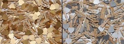 Gold and Silver Natural Wooden Heart Pegs celloexpress