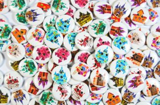 Children's Printed Wooden Buttons (Mixed Castles - 20mm)