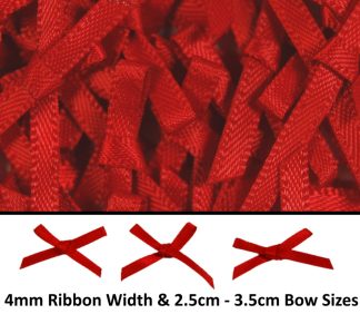 Ruby Red 4mm Mini Satin Bow Combo Text celloexpress