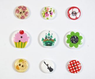 15mm & 20mm Cute & Patterned Wooden Buttons