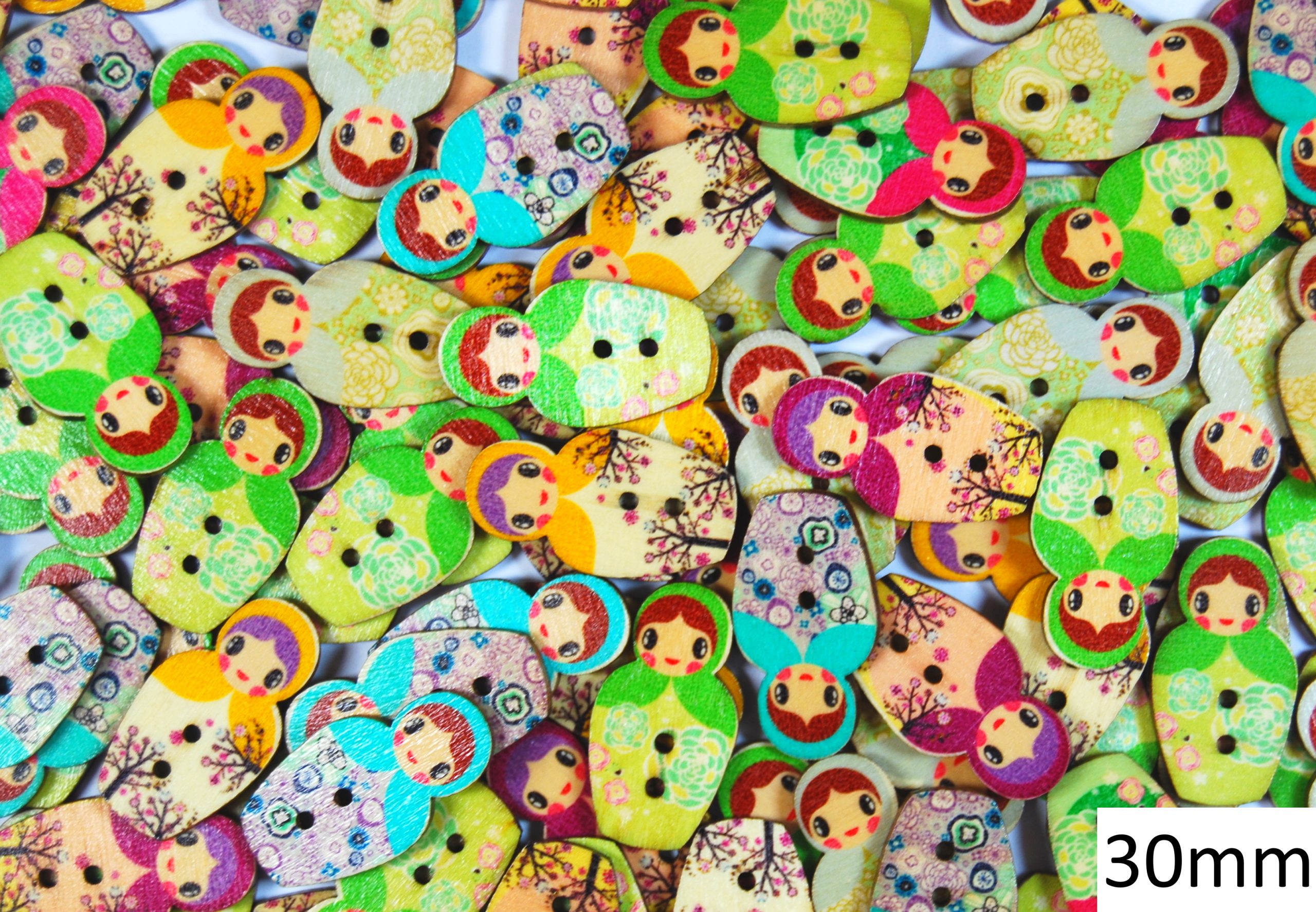 Fancy Wooden Buttons - Fancy Buttons 21 30mm