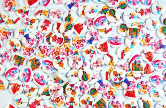 Children's Printed Wooden Buttons (Mixed Circus - 15mm)