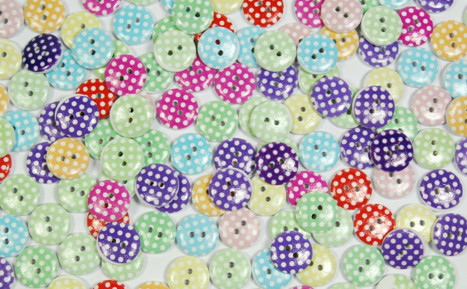 15mm Mixed Multi Dots- Cute & Patterned Wooden Buttons