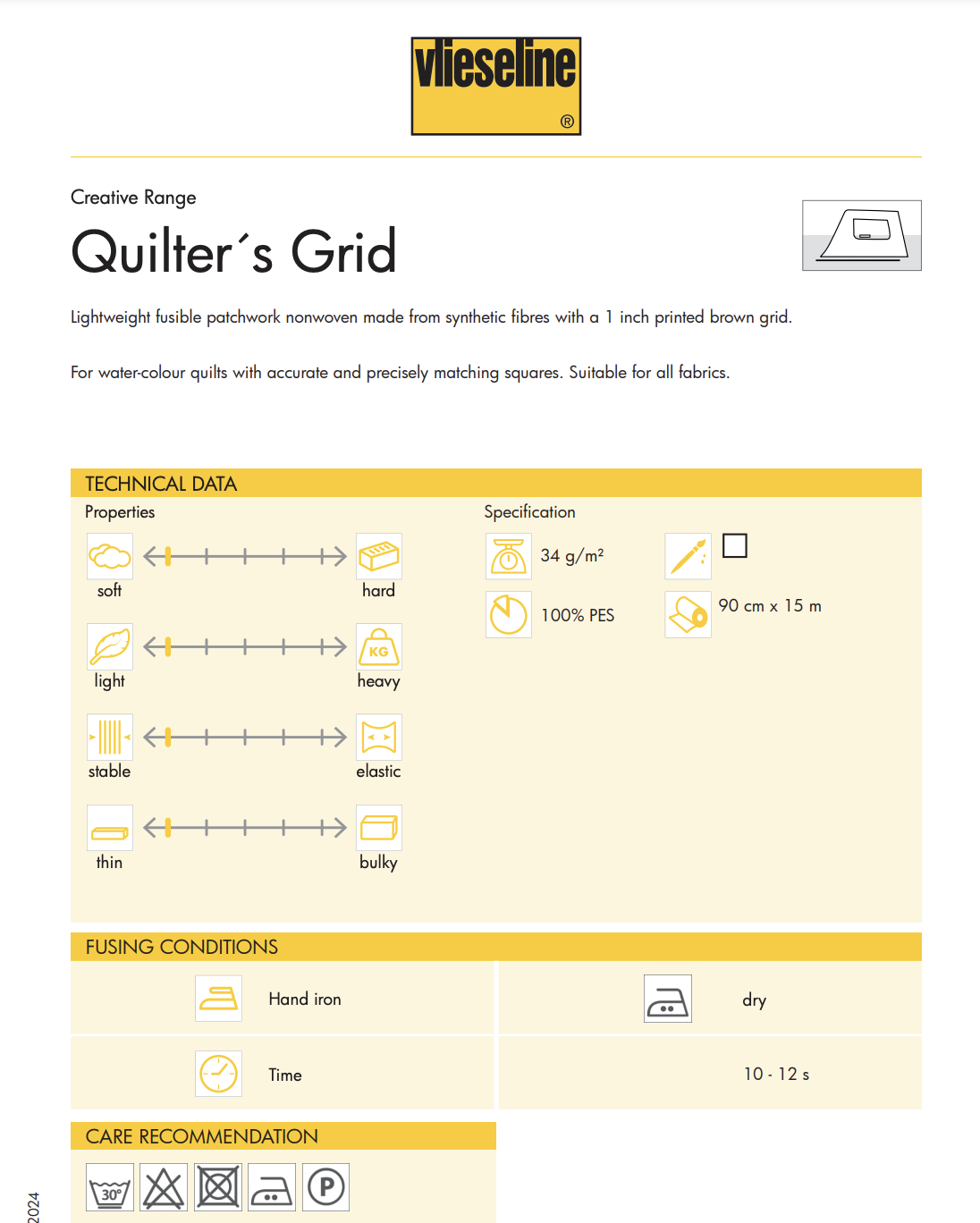 Quilting Grid Interlining - Crafts | Upholstery | Patching | Sewing | Applique - Image 2