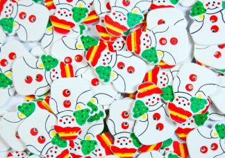 Christmas Wooden Buttons - Snowman Type 6