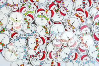 Christmas Wooden Buttons - Snowman Type 7
