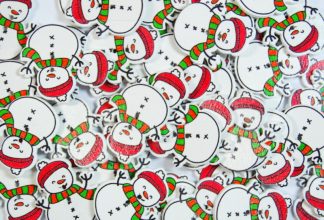 Christmas Wooden Buttons - Snowman Type 8