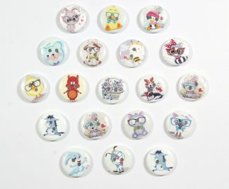 15mm, 20mm & 25mm Wooden Printed Children Buttons