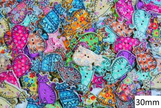 Childrens Character Printed Wooden Buttons  (Cats Type 1 - 30mm)
