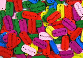 Handmade Wooden Tags 1 - Handmade Product Tags/Garment Labels - Sew on - Knit Crochet