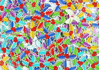 Christmas Wooden Buttons - Holly Type 1