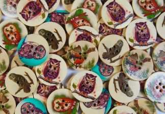 30mm Wooden Buttons - Mixed Owls