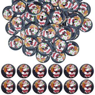 20mm Christmas 17 Santa / Father Christmas - Printed Wooden Round Buttons