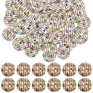 20mm Christmas 22 Christmas Trees - Printed Wooden Round Buttons