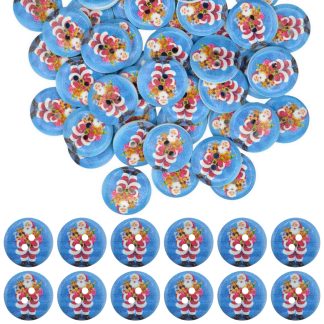 20mm Christmas 24 Santa / Father Christmas - Printed Wooden Round Buttons