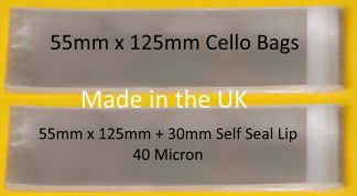55mm x 125mm Cello Bags